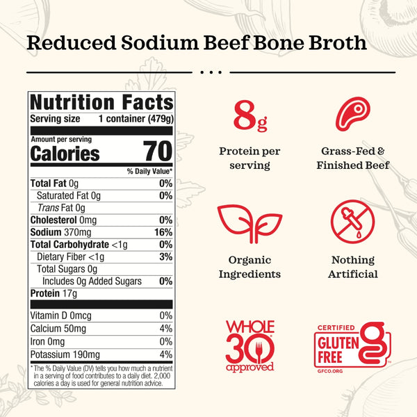 100 Grassfed Beef Bone Broth [Reduced Sodium] Kettle & Fire