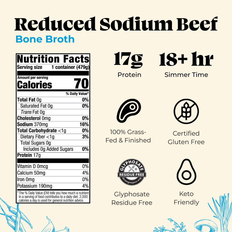 Reduced Sodium Beef Bone Broth - 16.9 oz