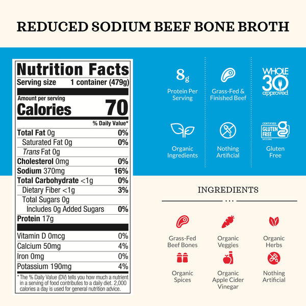 100 Grassfed Beef Bone Broth [Reduced Sodium] Kettle & Fire