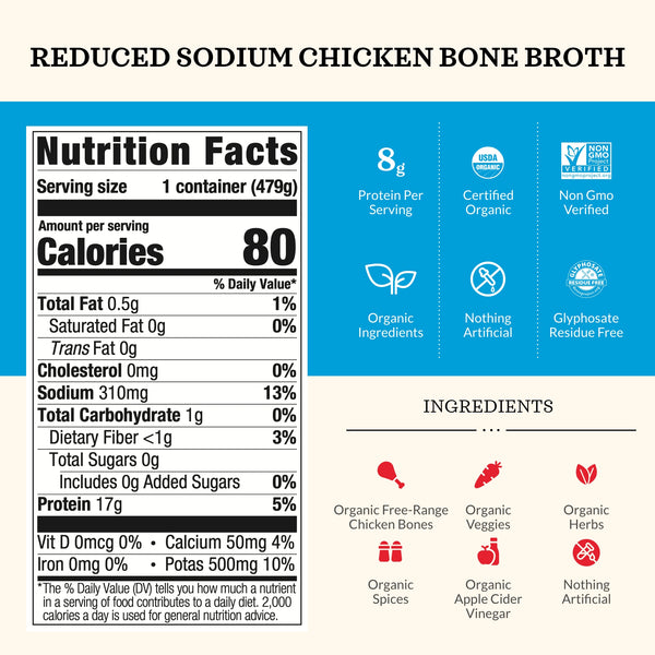 Chicken Bone Broth Bones Reduced Sodium] Kettle & Fire