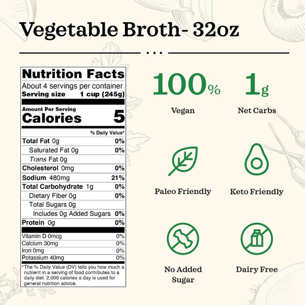 4 Pack Vegetable Broth 32oz Kettle & Fire