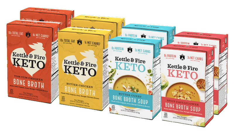 8-Pack: Keto Soups - Butter - Tom Yum - Chicken - Cauliflower Bundle Bundle Kettle & Fire