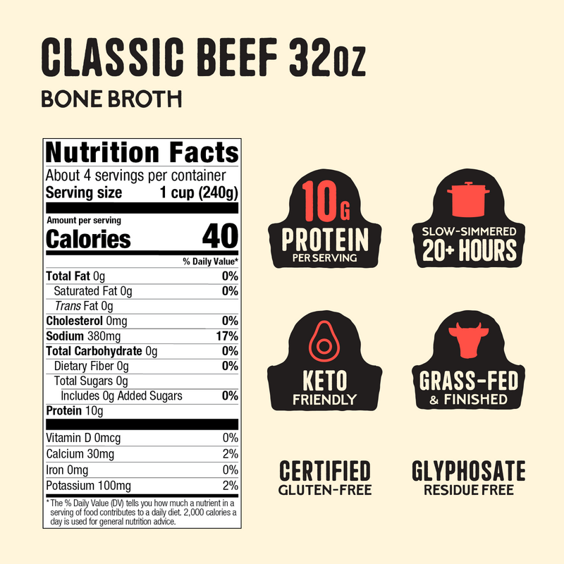 4-Pack: Beef Bone Broth - 32oz