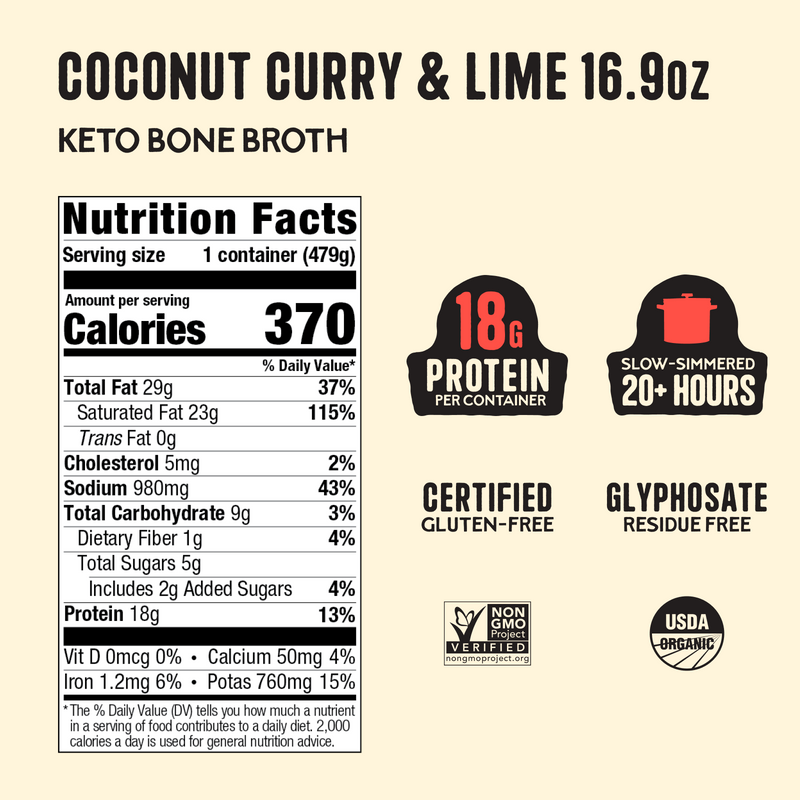 Coconut Curry & Lime Chicken Bone Broth - 16.9 oz