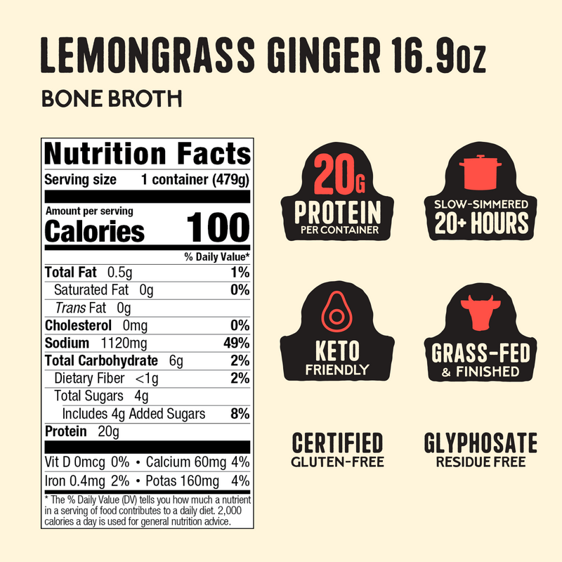 Lemongrass Ginger Beef Bone Broth - 16.9 oz