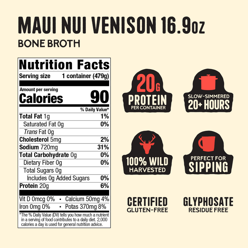 Maui Nui Venison Bone Broth - 16.9 oz