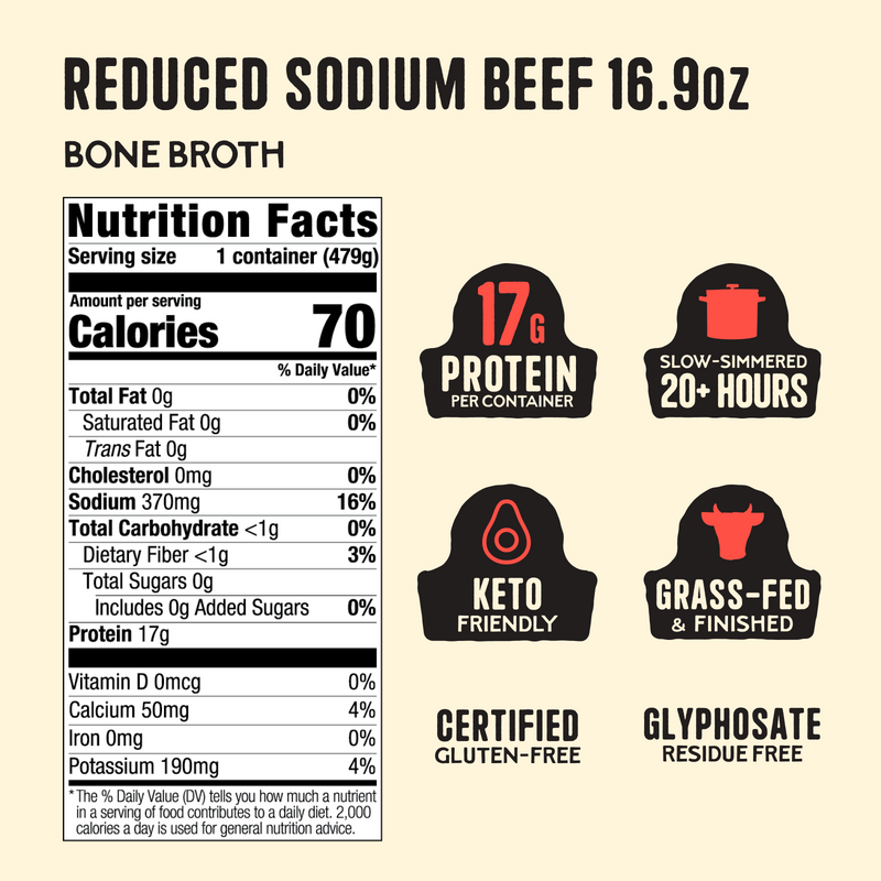 Reduced Sodium Beef Bone Broth - 16.9 oz