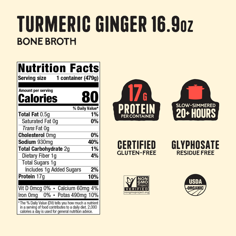 Turmeric Ginger Chicken Bone Broth - 16.9 oz
