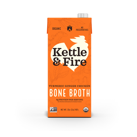 4 Pack: Turmeric Ginger Chicken Bone Broth - 32 oz