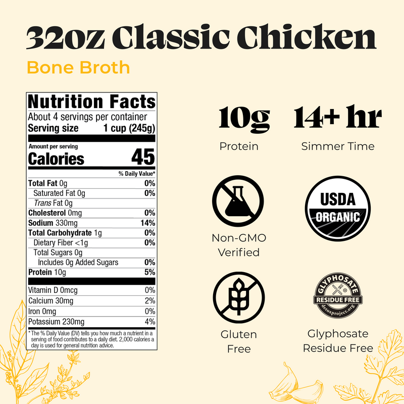 6 Pack: Chicken Bone Broth - 32oz