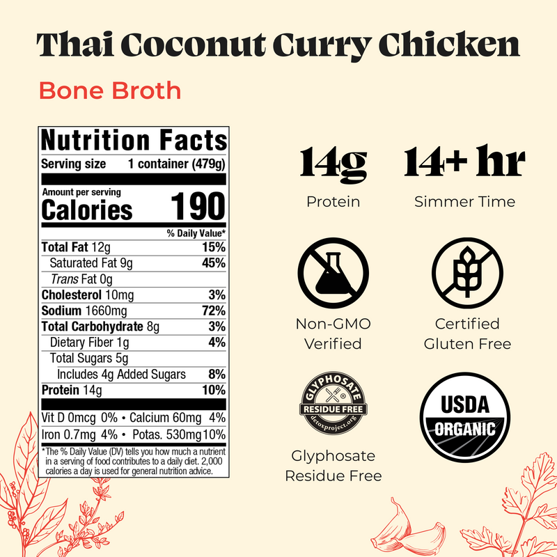 Thai Coconut Curry Chicken Bone Broth - 16.9 oz