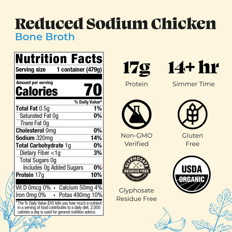 Reduced Sodium Chicken Bone Broth - 16.9 oz
