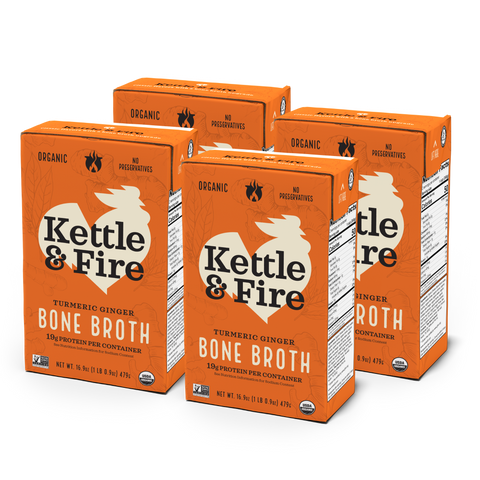 4 Pack: Turmeric Ginger Chicken Bone Broth - 32 oz