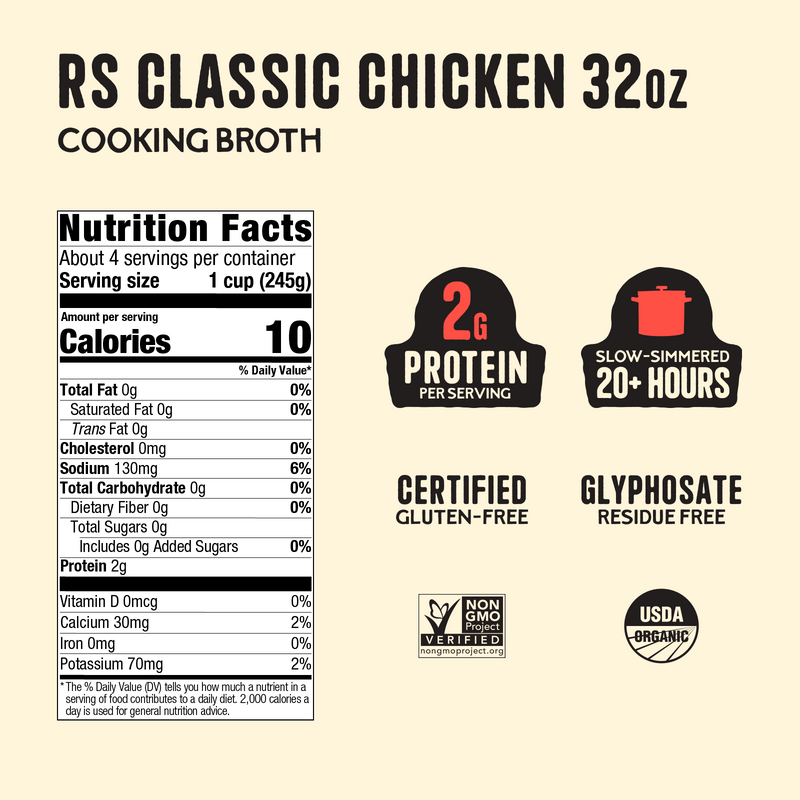 4 Pack: Chicken Low Sodium Cooking Broth - 32oz
