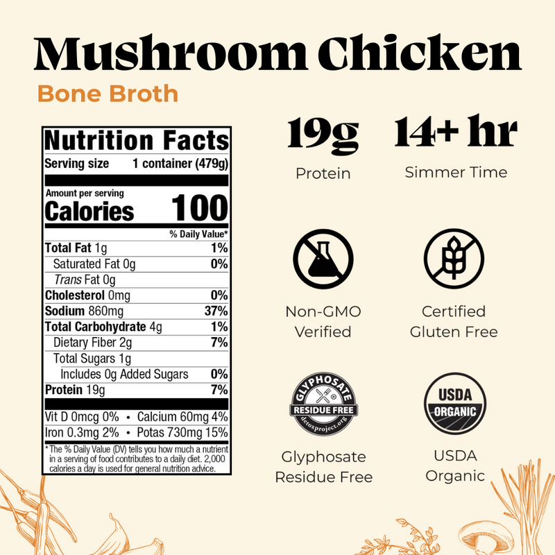 Mushroom Chicken Bone Broth - 16.9 oz
