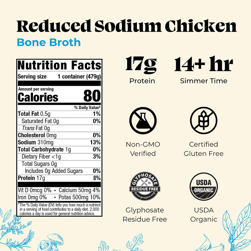 Reduced Sodium Chicken Bone Broth - 16.9 oz