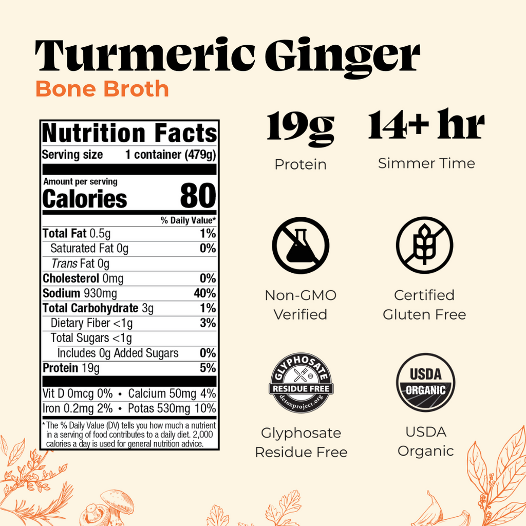 Turmeric Ginger Chicken Bone Broth Turmeric bone broth [11g Protein