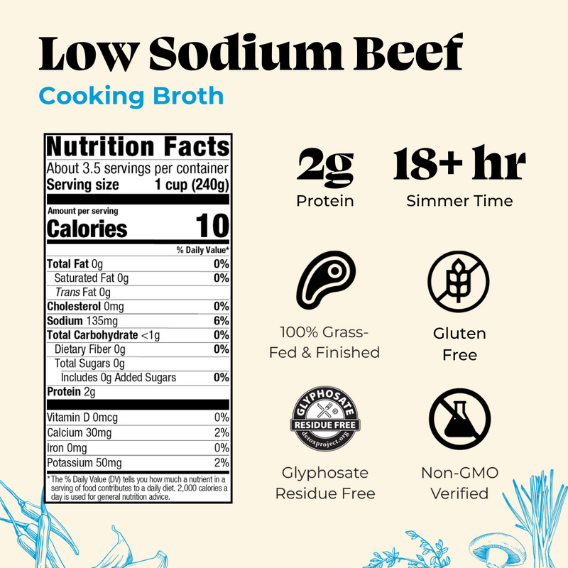 4 Pack: Beef Low Sodium Cooking Broth 32oz