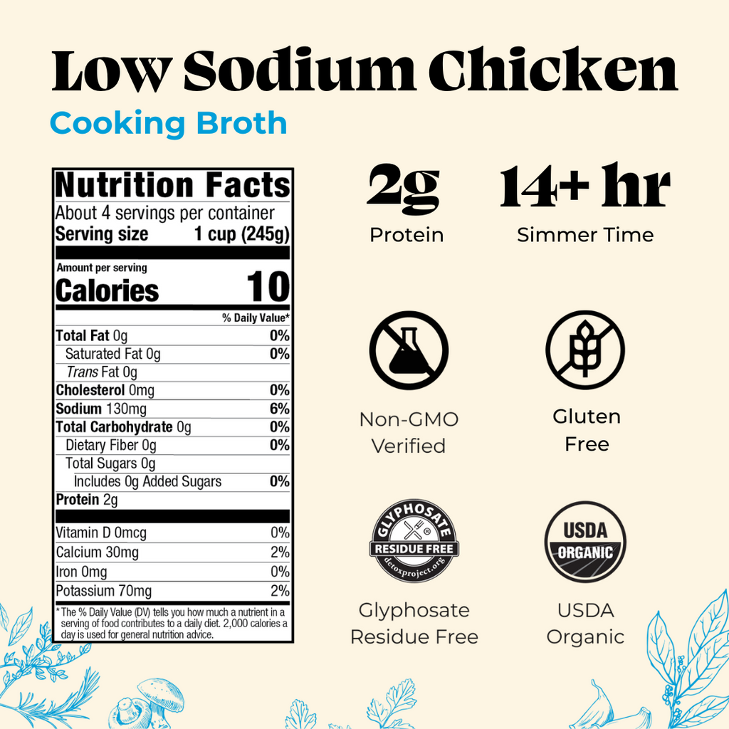 4 Pack Chicken Low Sodium Cooking Broth 32oz Kettle Fire