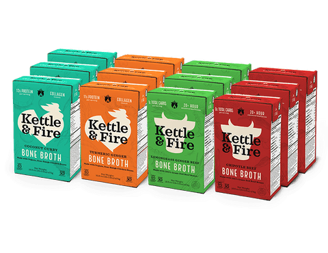 12-Pack: Lemongrass - Chipotle - Coconut - Turmeric Bone broth Kettle & Fire 