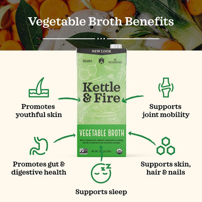 4 Pack: Vegetable Low Sodium Cooking Broth - 32oz Bundle Kettle & Fire