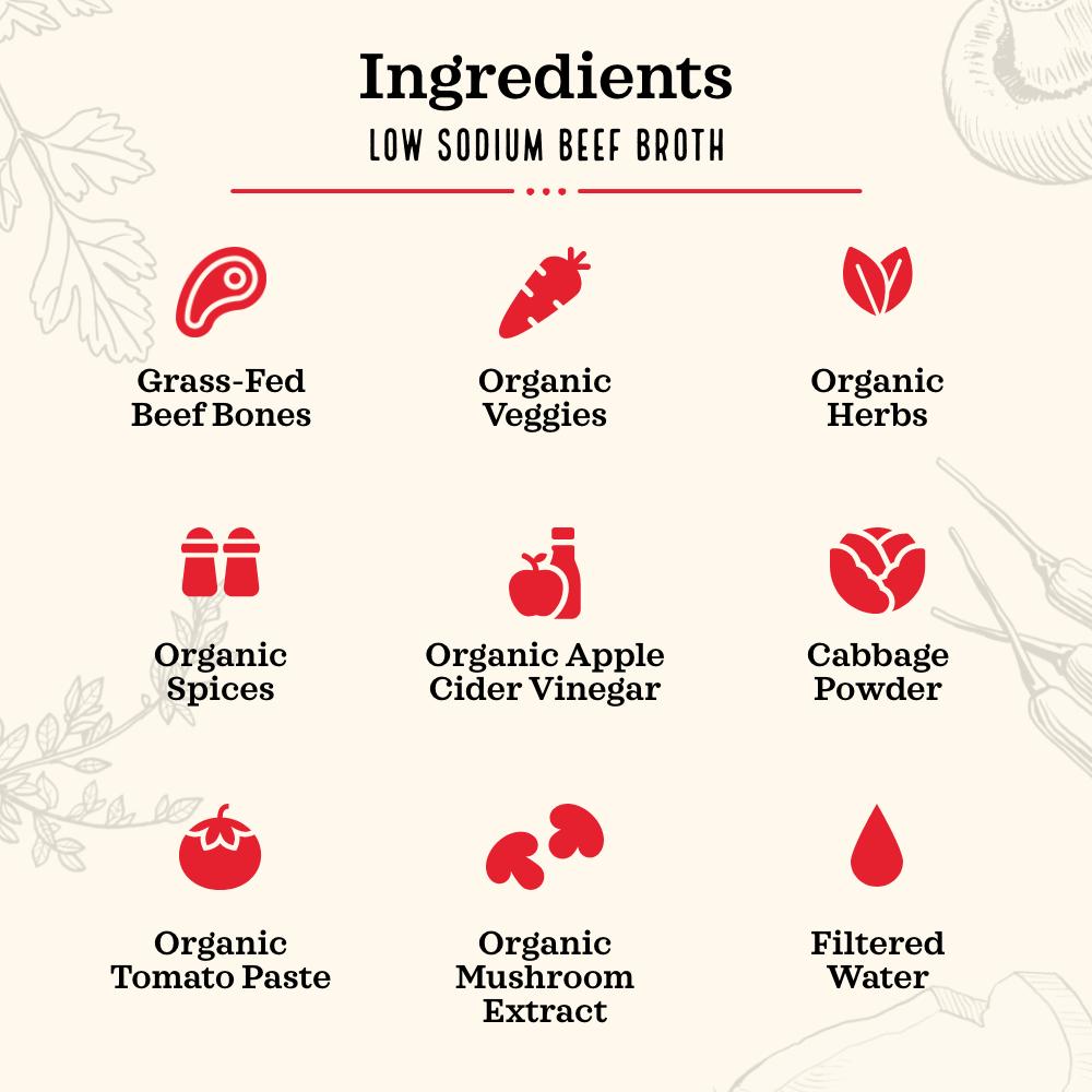 4 Pack Beef Low Sodium Cooking Broth 32oz Kettle & Fire