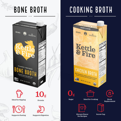 4 Pack: Beef Cooking Broth - 32oz Bundle Kettle & Fire