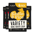 4-pack, Beef & Chicken Bone Broth, Kettle and Fire Keto Diet Friendly, Paleo Friendly, Whole 30 Approved, Gluten Free, contains Collagen, 10g of Protein, 16.9oz each Kettle & Fire 