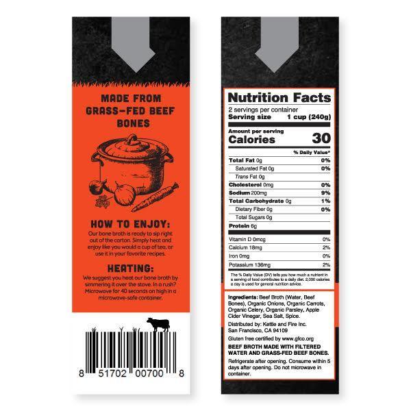 Grass-fed Beef Bone Broth: 16.9oz Bone broth Kettle & Fire 